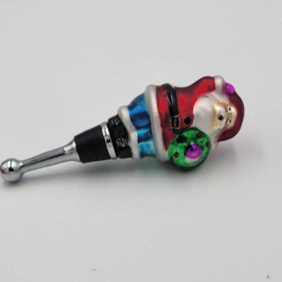 Hand-Blown glass Santa Claus Wine Bottle Stopper With Gift Box - Picture 4 of 7